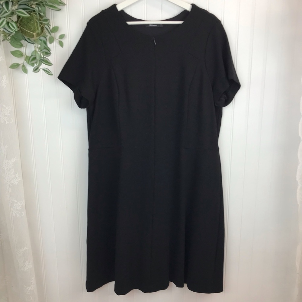 Reitman's Plus Size 2X Sheath Dress in Black Ponte Knit, Short Sleeves